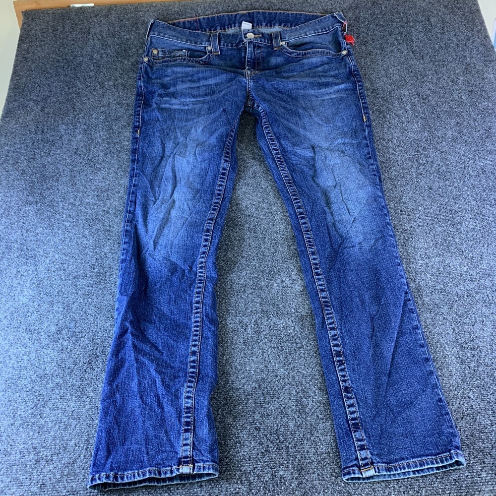 True Religion Skinny Jeans Men 38x32.5 Blue Denim Cotton Stretch 5-Pocket Travel